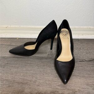 Vince Camuto Black Leather Pointed Toe Women's Heels Pumps